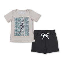 Load image into Gallery viewer, Mama's boy thunder top black shorts kids clothes