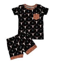 Load image into Gallery viewer, black cattle print kids boys summer clothes