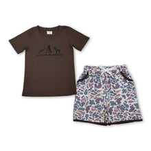Load image into Gallery viewer, Jesus love this country boy top camo shorts kids outfits