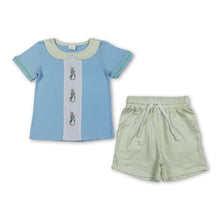 Load image into Gallery viewer, sky blue rabbit  kids boys short sleeve Easter set