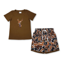 Load image into Gallery viewer, Short sleeves deer top camo shorts toddler boys outfits