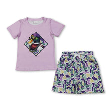 Load image into Gallery viewer, Purple camo duck top camo shorts boy Mardi Gras outfits