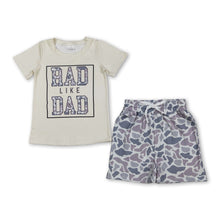 Load image into Gallery viewer, Short sleeves rad like dad top grey camo shorts boys outfits