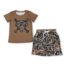 Load image into Gallery viewer, Short sleeves brown camo golf top shorts toddler boys outfits