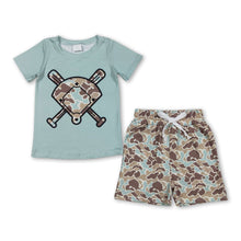 Load image into Gallery viewer, Short sleeves mint camo golf top shorts toddler boys outfits