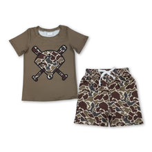 Load image into Gallery viewer, Short sleeves dark brown camo golf top shorts toddler boys outfits