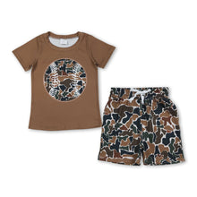 Load image into Gallery viewer, Baseball top brown camo shorts toddler boys outfits