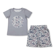 Load image into Gallery viewer, Baseball top grey camo shorts toddler boys outfits