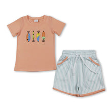 Load image into Gallery viewer, Short sleeves fishing top stripe shorts kids boys outfits