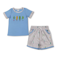 Load image into Gallery viewer, Short sleeves hook fishing top shorts kids boys outfits