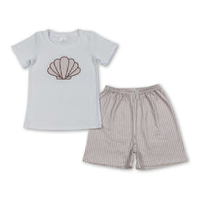 Load image into Gallery viewer, Short sleeves shell embroidery stripe shorts boys outfits