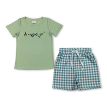 Load image into Gallery viewer, Hook fishing top plaid shorts kids boys outfits