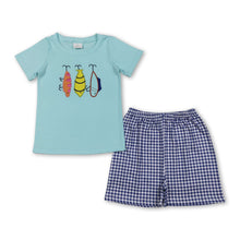 Load image into Gallery viewer, Short sleeves fishing top plaid shorts kids boys outfits