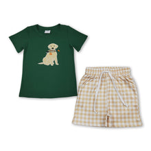 Load image into Gallery viewer, Dog duck embroidery top plaid shorts boys outfits