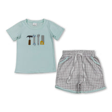 Load image into Gallery viewer, Short sleeves tools embroidery kids boys summer outfits