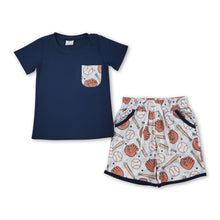 Load image into Gallery viewer, Short sleeves pocket top baseball plaid shorts boys outfits