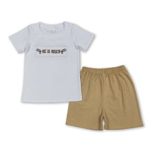 Load image into Gallery viewer, He is risen top khaki shorts boys Easter outfits