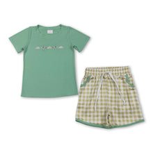 Load image into Gallery viewer, Airplane cloud embroidery top shorts boys outfits