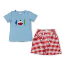 Load image into Gallery viewer, Short sleeves fishing lure embroidery kids boys outfits