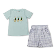 Load image into Gallery viewer, Short sleeves duck rabbit embroidery kids boys Easter outfits