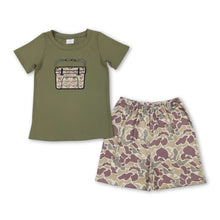 Load image into Gallery viewer, Camo fishing embroidery top shorts boys clothes