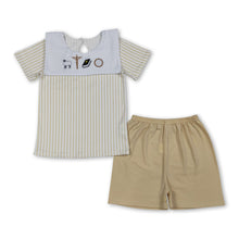 Load image into Gallery viewer, Short sleeves sheep cross embroidery boys Easter outfits