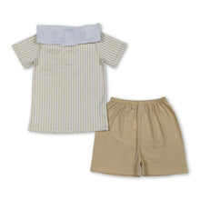 Load image into Gallery viewer, Short sleeves sheep cross embroidery boys Easter outfits