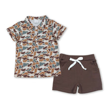 Load image into Gallery viewer, Short sleeves camo polo shirt brown shorts boys outfits