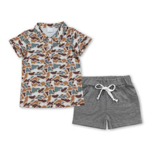 Load image into Gallery viewer, Short sleeves camo polo shirt grey shorts boys outfits
