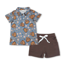 Load image into Gallery viewer, Star baseball polo shirt brown shorts kids boys outfits