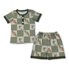 Load image into Gallery viewer, Short sleeves plaid fish top shorts kids boys outfits