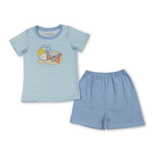 Load image into Gallery viewer, Beach ball sand embroidery top shorts boys summer outfits