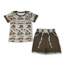 Load image into Gallery viewer, Daddy's buddy embroidery camo top shorts boys outfits