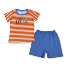Load image into Gallery viewer, Short sleeves stripe tools embroidery top shorts boys outfits