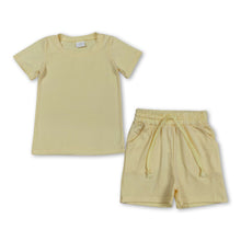 Load image into Gallery viewer, Short sleeves yellow cotton top pocket shorts boys outfits