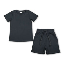 Load image into Gallery viewer, Short sleeves black cotton top pocket shorts boys outfits