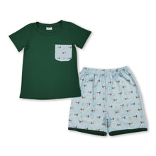 Load image into Gallery viewer, Green short sleeves top duck shorts kids boys outfits