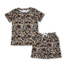 Load image into Gallery viewer, Dark brown camo short sleeves top shorts boys outfits