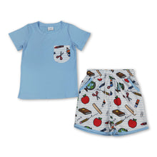 Load image into Gallery viewer, Pocket short sleeves top shorts kids boys back to school clothes