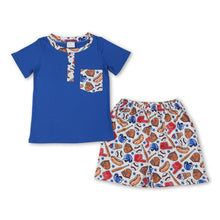 Load image into Gallery viewer, Short sleeves pocket top baseball shorts kids boys outfits