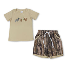 Load image into Gallery viewer, Dog deer duck embroidery top camo shorts boys outfits