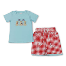 Load image into Gallery viewer, Dog flag firework embroidery kids boys 4th of july outfits