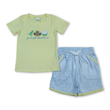Load image into Gallery viewer, Dinosaur embroidery top shorts kids boys summer outfits