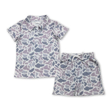 Load image into Gallery viewer, Grey camo polo shirt shorts kids boys summer outfits