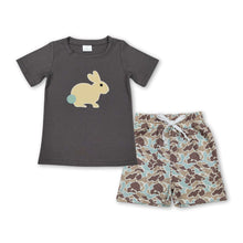 Load image into Gallery viewer, Rabbit embroidery top camo shorts boys Easter outfits