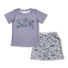 Load image into Gallery viewer, Short sleeves mama's boyo top camo shorts kids outfits
