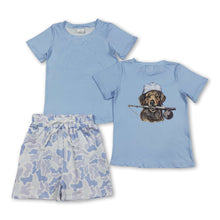 Load image into Gallery viewer, Light blue dog top camo shorts kids boys outfits