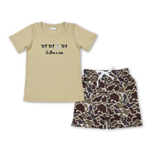 Load image into Gallery viewer, Duck dog embroidery top camo shorts kids boys outfits