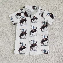 Load image into Gallery viewer, Short sleeve rodeo horse boy kids polo shirt