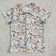 Load image into Gallery viewer, Fishing print baby boy boutique polo shirt